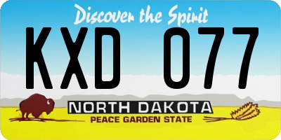 ND license plate KXD077