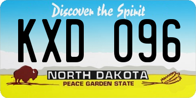 ND license plate KXD096