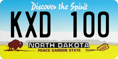 ND license plate KXD100