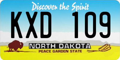ND license plate KXD109