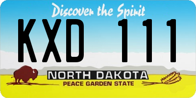 ND license plate KXD111
