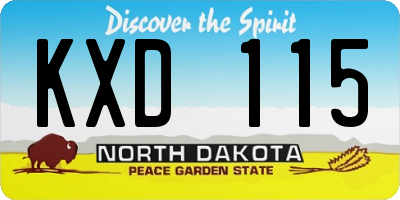 ND license plate KXD115
