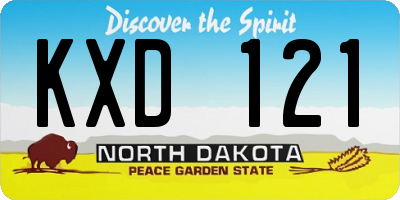 ND license plate KXD121