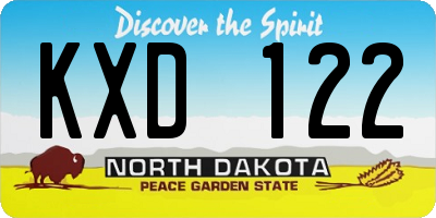 ND license plate KXD122