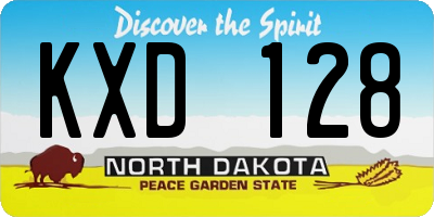 ND license plate KXD128