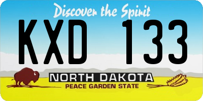 ND license plate KXD133