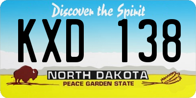 ND license plate KXD138