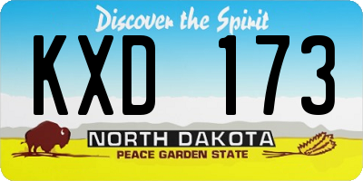 ND license plate KXD173