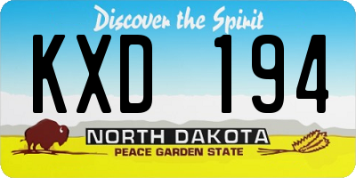 ND license plate KXD194