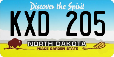 ND license plate KXD205