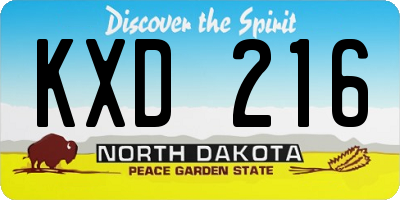 ND license plate KXD216