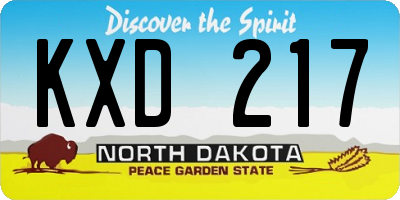 ND license plate KXD217