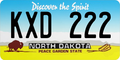 ND license plate KXD222