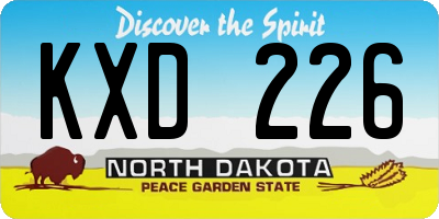 ND license plate KXD226