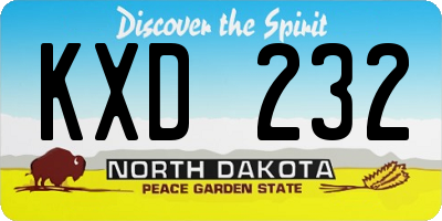 ND license plate KXD232