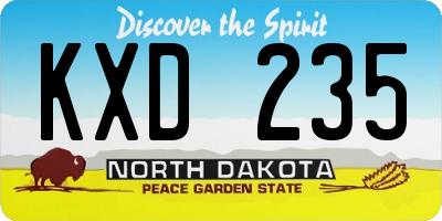 ND license plate KXD235