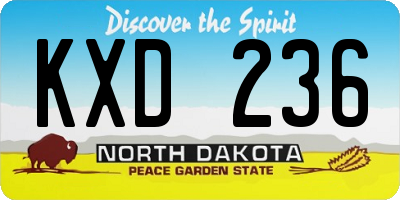ND license plate KXD236