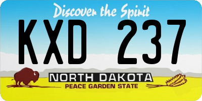 ND license plate KXD237