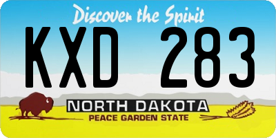 ND license plate KXD283