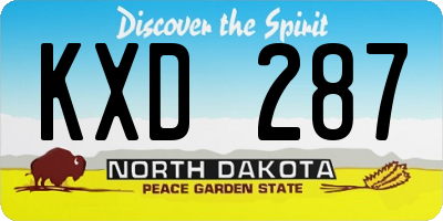 ND license plate KXD287