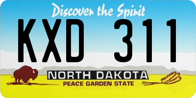 ND license plate KXD311