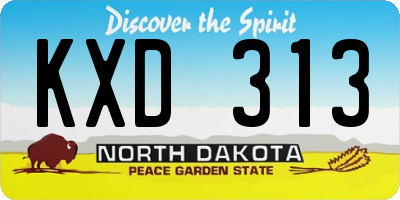 ND license plate KXD313