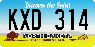 ND license plate KXD314