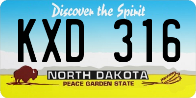 ND license plate KXD316