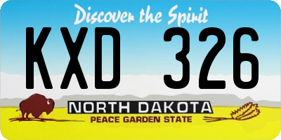ND license plate KXD326