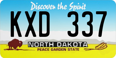 ND license plate KXD337