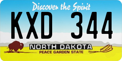 ND license plate KXD344