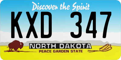 ND license plate KXD347