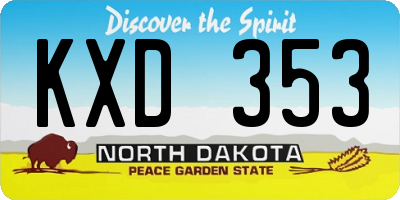 ND license plate KXD353