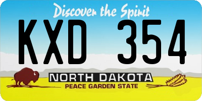ND license plate KXD354