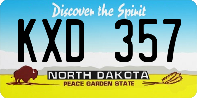 ND license plate KXD357