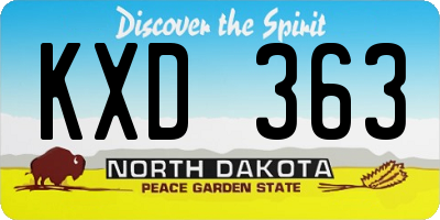 ND license plate KXD363