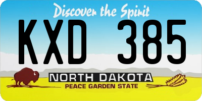 ND license plate KXD385