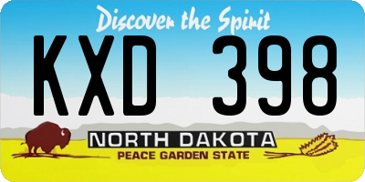 ND license plate KXD398