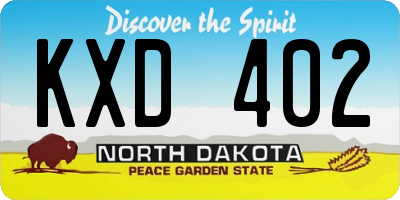 ND license plate KXD402