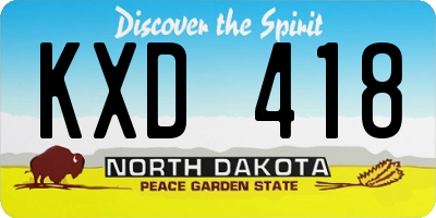 ND license plate KXD418