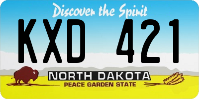 ND license plate KXD421