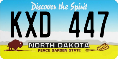 ND license plate KXD447