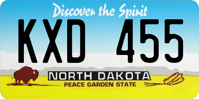 ND license plate KXD455