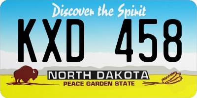 ND license plate KXD458