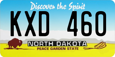 ND license plate KXD460