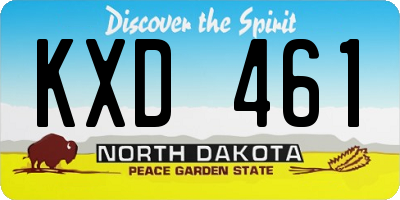 ND license plate KXD461