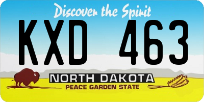 ND license plate KXD463