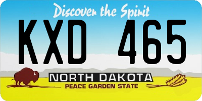 ND license plate KXD465