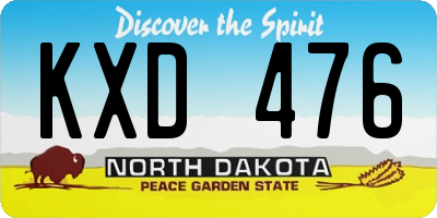 ND license plate KXD476