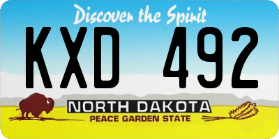 ND license plate KXD492